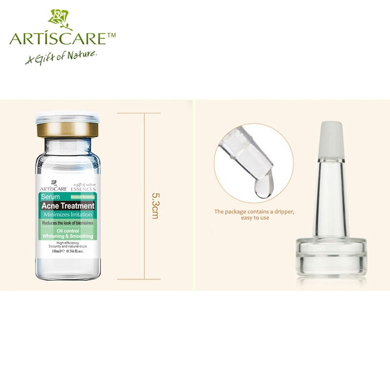 ARTISCARE Anti Acne Essence Serum 2PCS Face Care Acne Treatment Blackhead Whitening and Shrink Pores Moisturizer Hyaluronic Acid