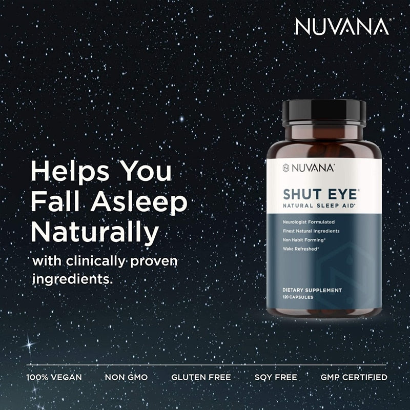 Shut Eye Natural Sleep Aid | Herbal Relaxation Supplement Made with Valerian Root, Melatonin, Chamomile, Magnesium