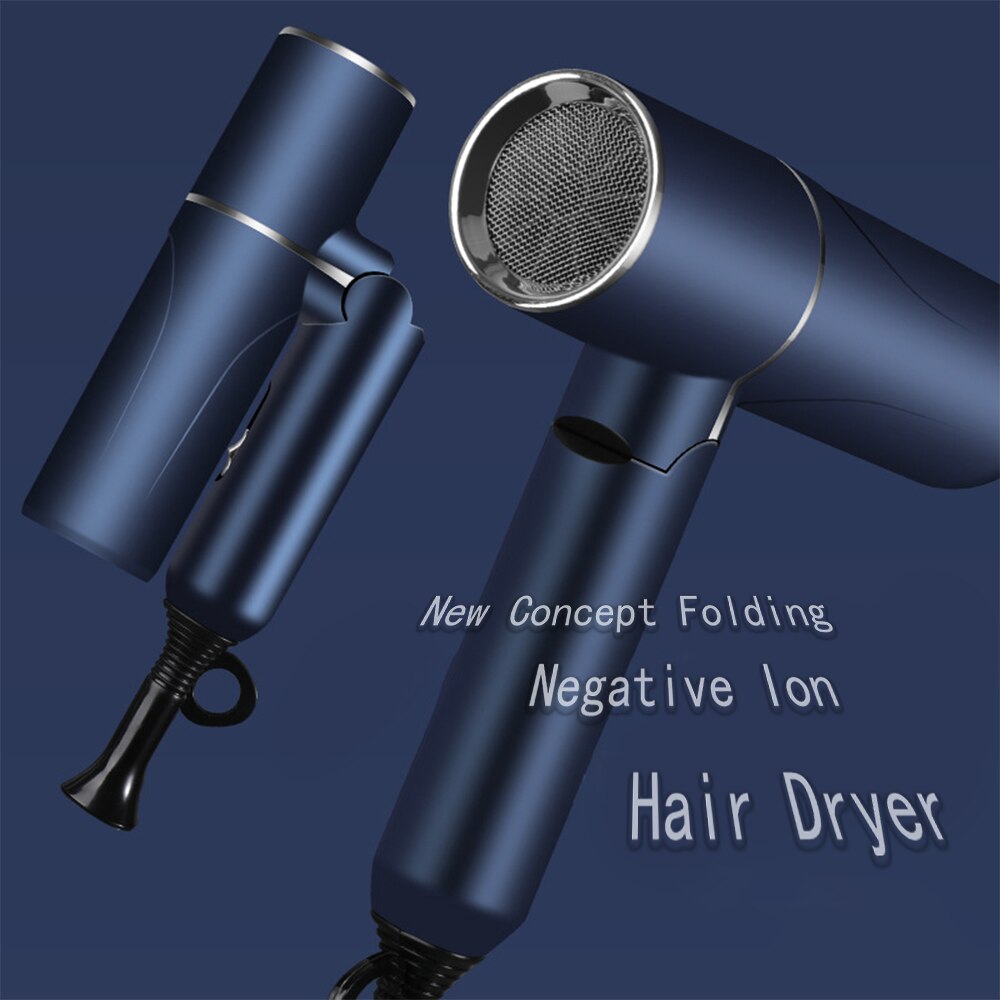 Portable Anion Hair Dryer High Power Blue Light Anion Anti-static Modeling Household Heating Hot Cooling Air Foldable Hairdryer