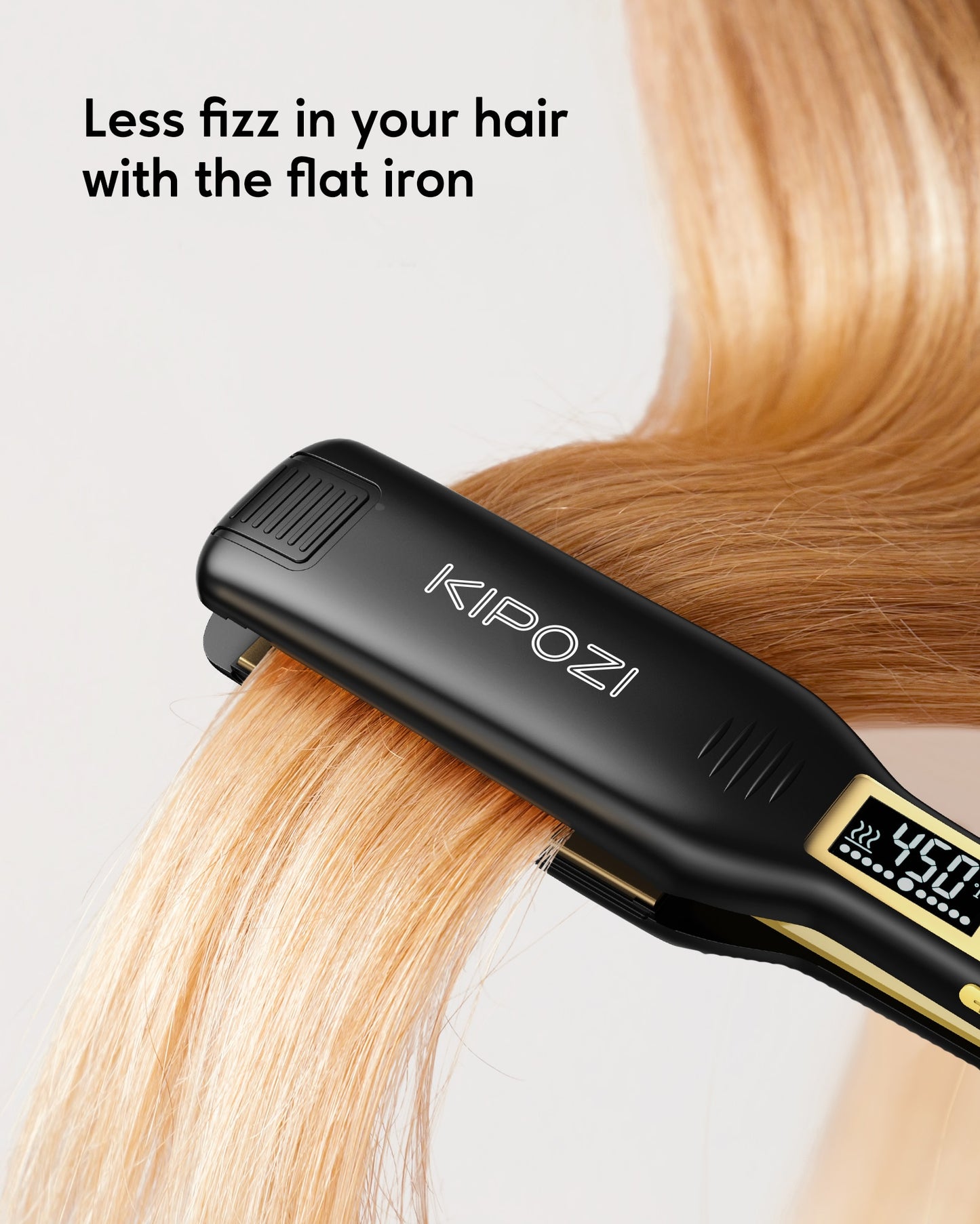 KIPOZI Hair Straightener 139 Titanium Flat Iron 1.75 Inch Wide Plate with LCD Display, Adjustable Temperature and Dual Voltage