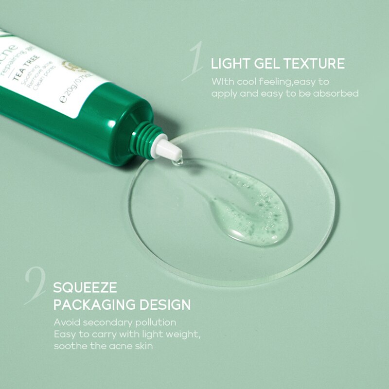 LAIKOU Tea Tree Acne Cream Anti-Acne Oil Control Repair Fade Acne Spots Shrink Pores Whitening Moisturizing Face Gel Skin Care