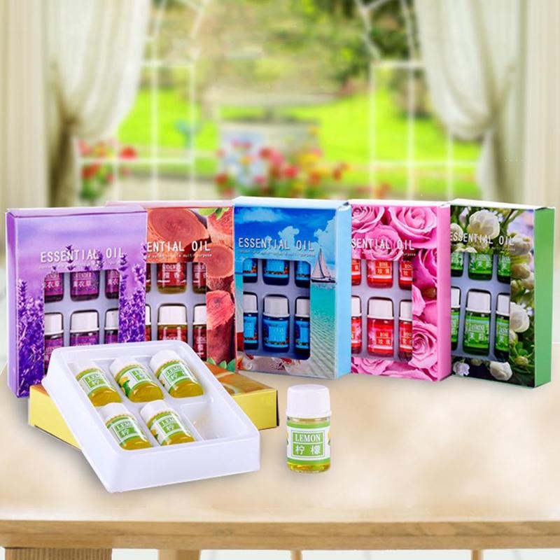 6pcs/set Pure Herbal Essential Oils Aromatherapy Diffusers Massage Relax Fragrances Oil Rose Lavender Lemon Essential Aroma Oils