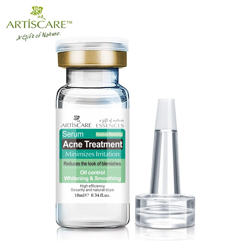 ARTISCARE Anti Acne Essence Serum 2PCS Face Care Acne Treatment Blackhead Whitening and Shrink Pores Moisturizer Hyaluronic Acid