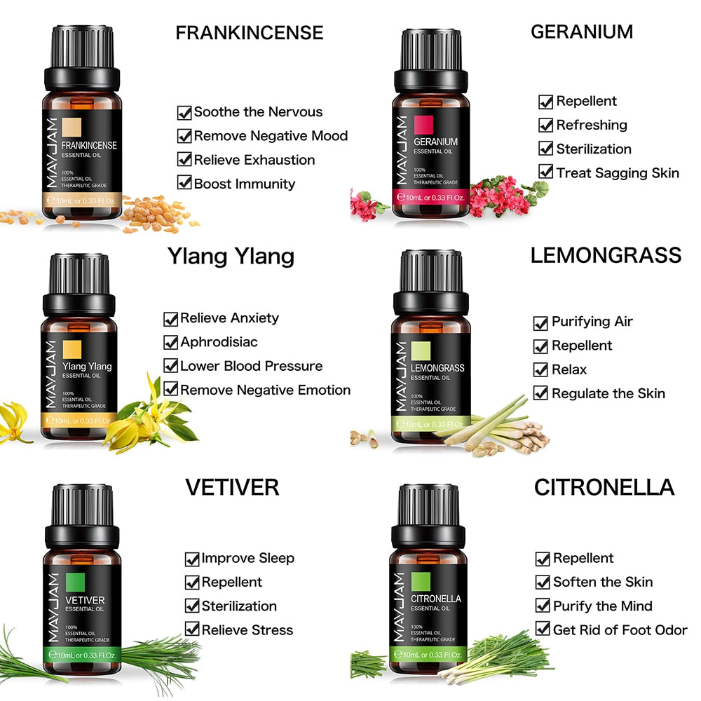10ml Cedarwood Essential Oil Pure Natural Essential Oils Vetiver Citronella Ylang Ylang Diffuser Aroma Oil for Hair Care