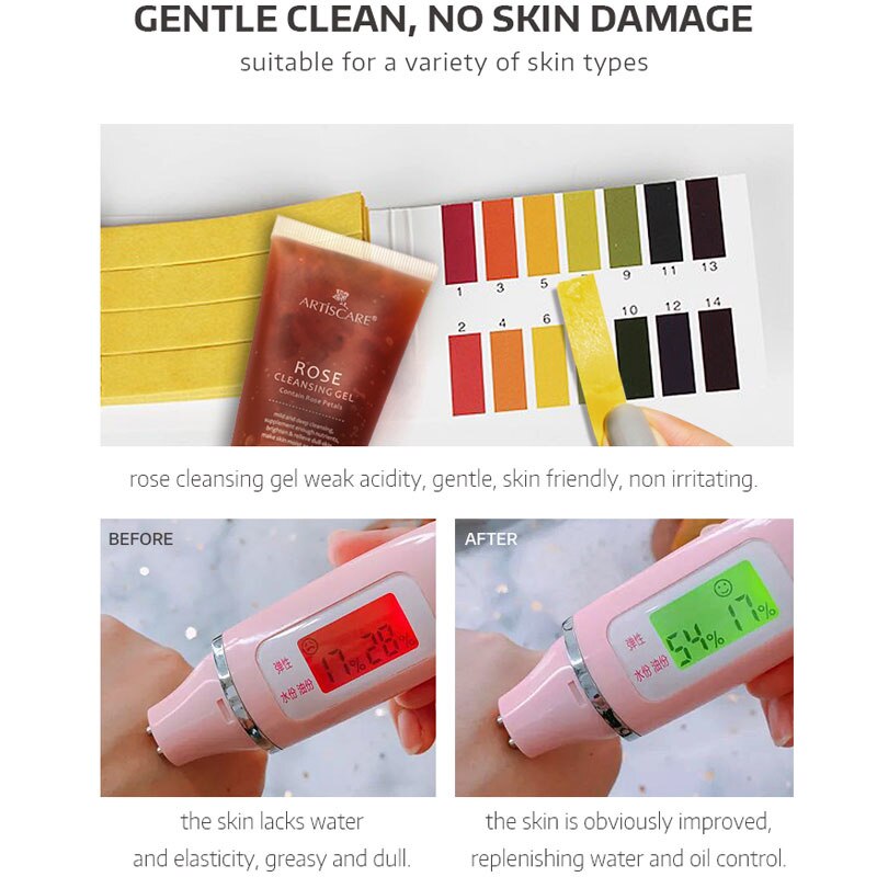 Facial Cleanser Foam Rose Cleansing Gel Face Wash Remove Blackhead Moisturizing Shrink Pores Deep Cleaning Oil Control Skin Care