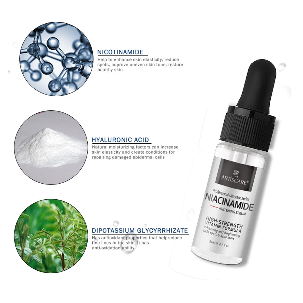 ARTISCARE Nicotinamide Serum 2pcs Facial Whitening Essence for Skin Care Anti Aging and Anti Wrinkle Face Cream Brightening