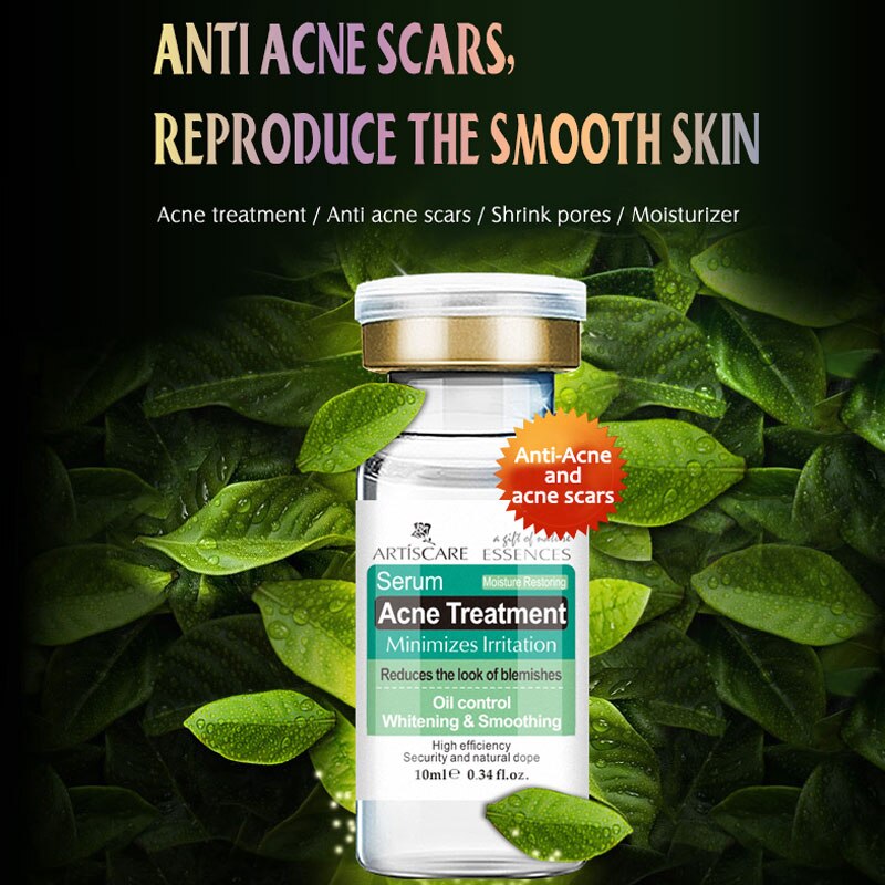 ARTISCARE Anti Acne Essence Serum 2PCS Face Care Acne Treatment Blackhead Whitening and Shrink Pores Moisturizer Hyaluronic Acid