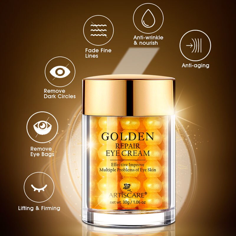 ARTISCARE Golden Eye Cream + Anti Wrinkles Eye Serum Roller Massager Anti Fine Lines Dark Circles Anti-Aging Eye Care