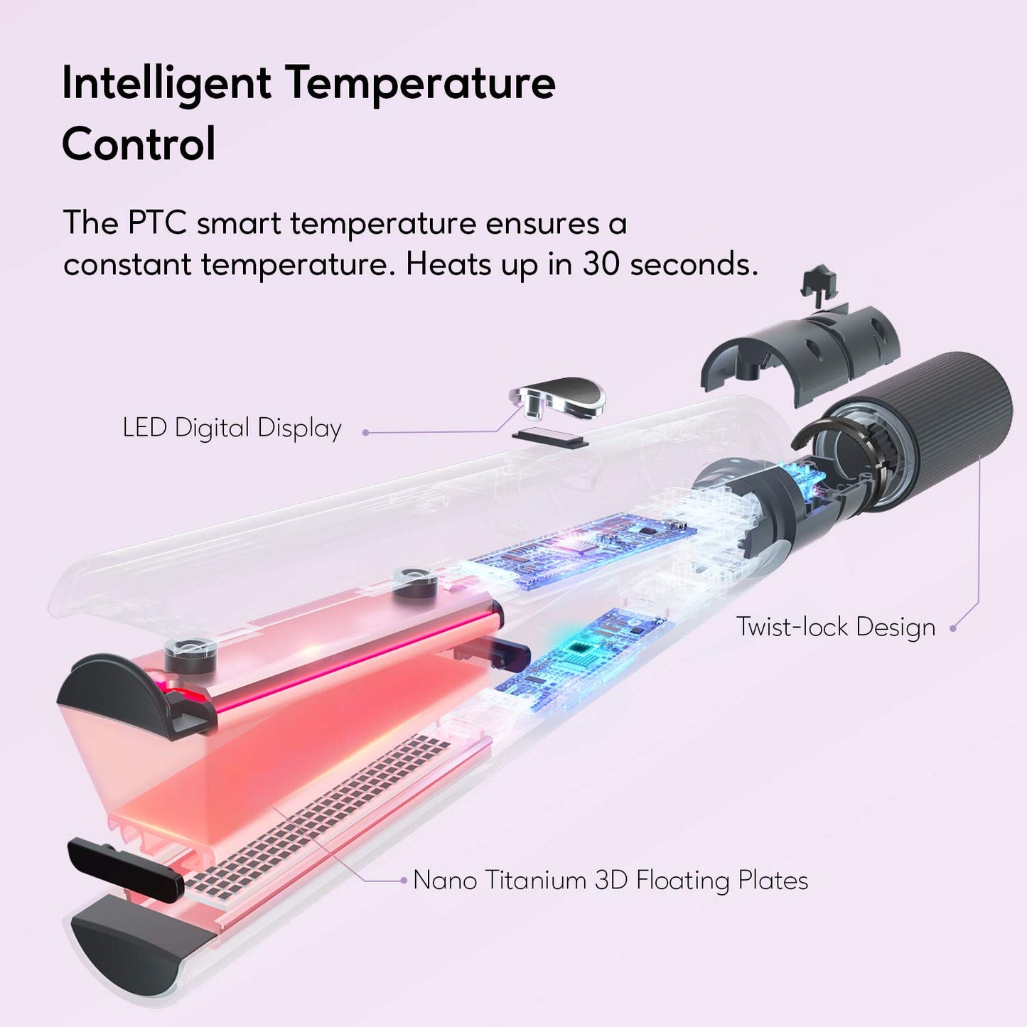 KIPOZI Hair Straightener 2 in 1 Flat Iron Curling Iron Nano Titanium Instant Heating Flat Iron with Digital LCD Display