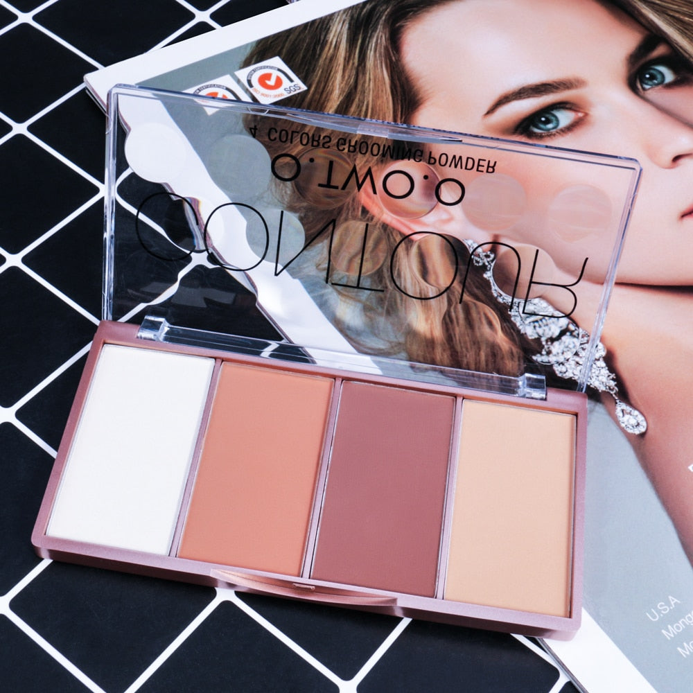 O.TWO.O Contour Palette Face Shading Grooming Powder Makeup 4 Colors Long-Lasting Face Make Up Contouring Bronzer Cosmetics