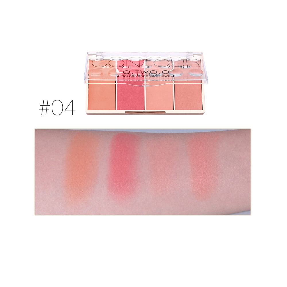 O.TWO.O Contour Palette Face Shading Grooming Powder Makeup 4 Colors Long-Lasting Face Make Up Contouring Bronzer Cosmetics