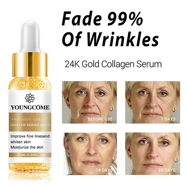 20ML Japan Sakura Essence Anti Aging Hyaluronic Acid Pure 24K Gold Whitening Vitamin C Anti Wrinkle Face Serum Care Skin
