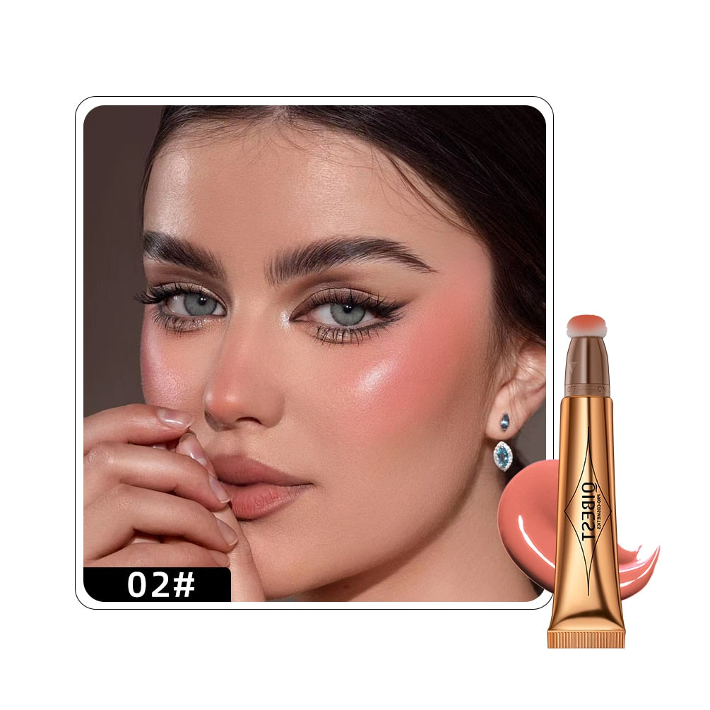 QIBEST Face Liquid Blusher Natural Cream Cheek Eye Tint Peach Blush Makeup Multi-use Stick Contour Blush Brighten Cheek Cosmetic