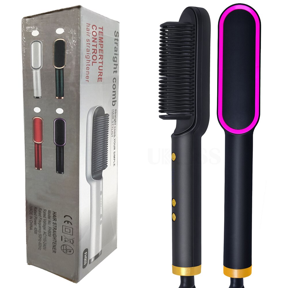 Professional Hair Straightener Brush Electric Hot Comb Curler Hair Iron Straightening Comb Men Beard Straightener Beard Brush