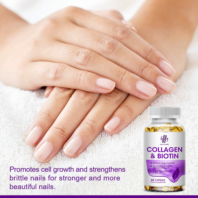 iMATCHME Biotin Vitamins with Collagen &amp; Keratin - Vitamin B1,B2,B3,B6,B7 Complex Healthy Nails &amp; Skin &amp; Hair Growth Supplement