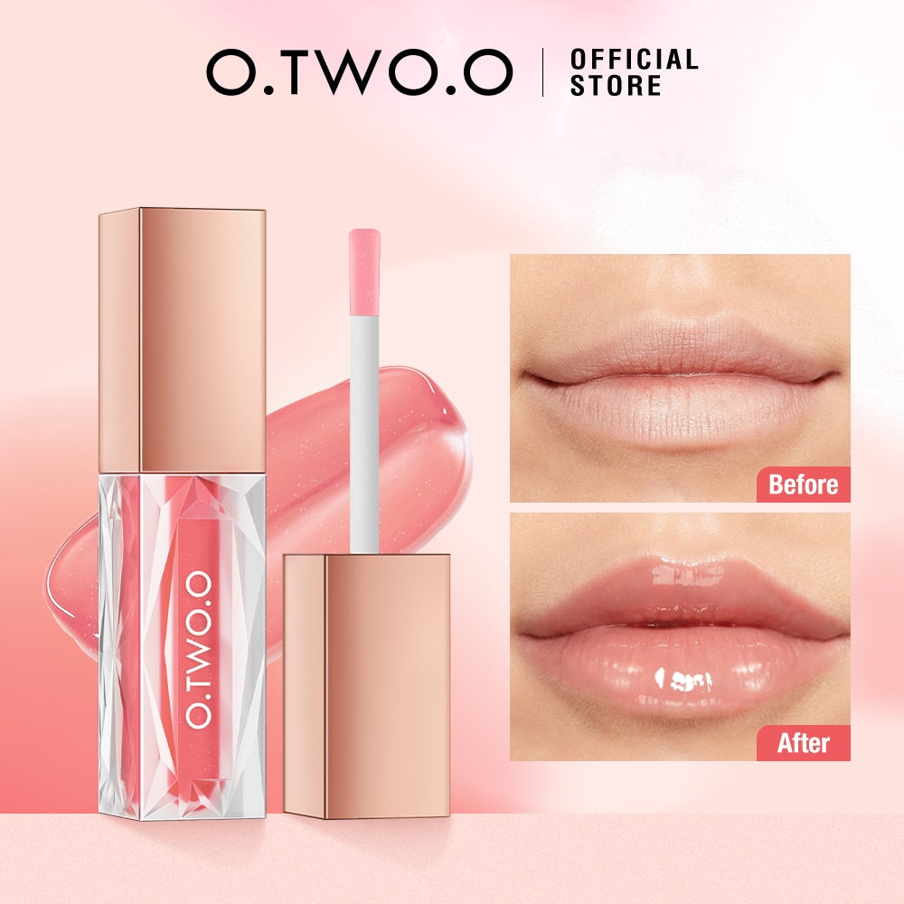 O.TWO.O Moisturizing Lip Tint Lip gloss Lip Oil 5 Crystal Colors Long-lasting Nutritious Makeup Sexy Plump Lip Glow Lip Plumper