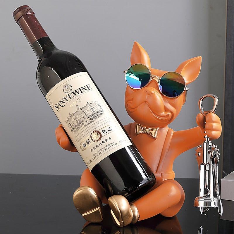 French Bulldog Wine Holder Nordic Live Room Sculpture office Dog Statue Table Decoration Dog Resin Statu Home Decor Ornament