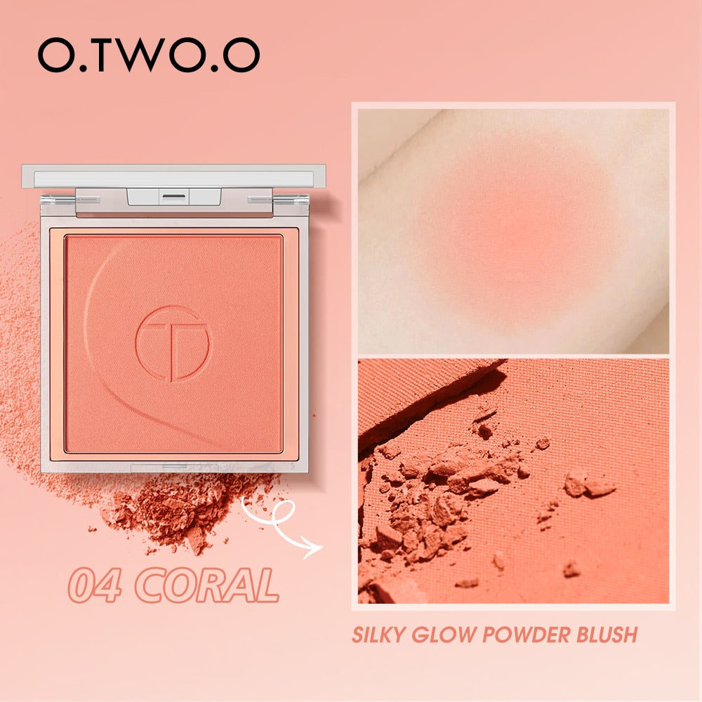 O.TWO.O Blush Makeup Palette 6 Colors Mineral Powder Long-lasting Natural Cheek Contour Tint Peach Pink Face Blusher Cosmetics