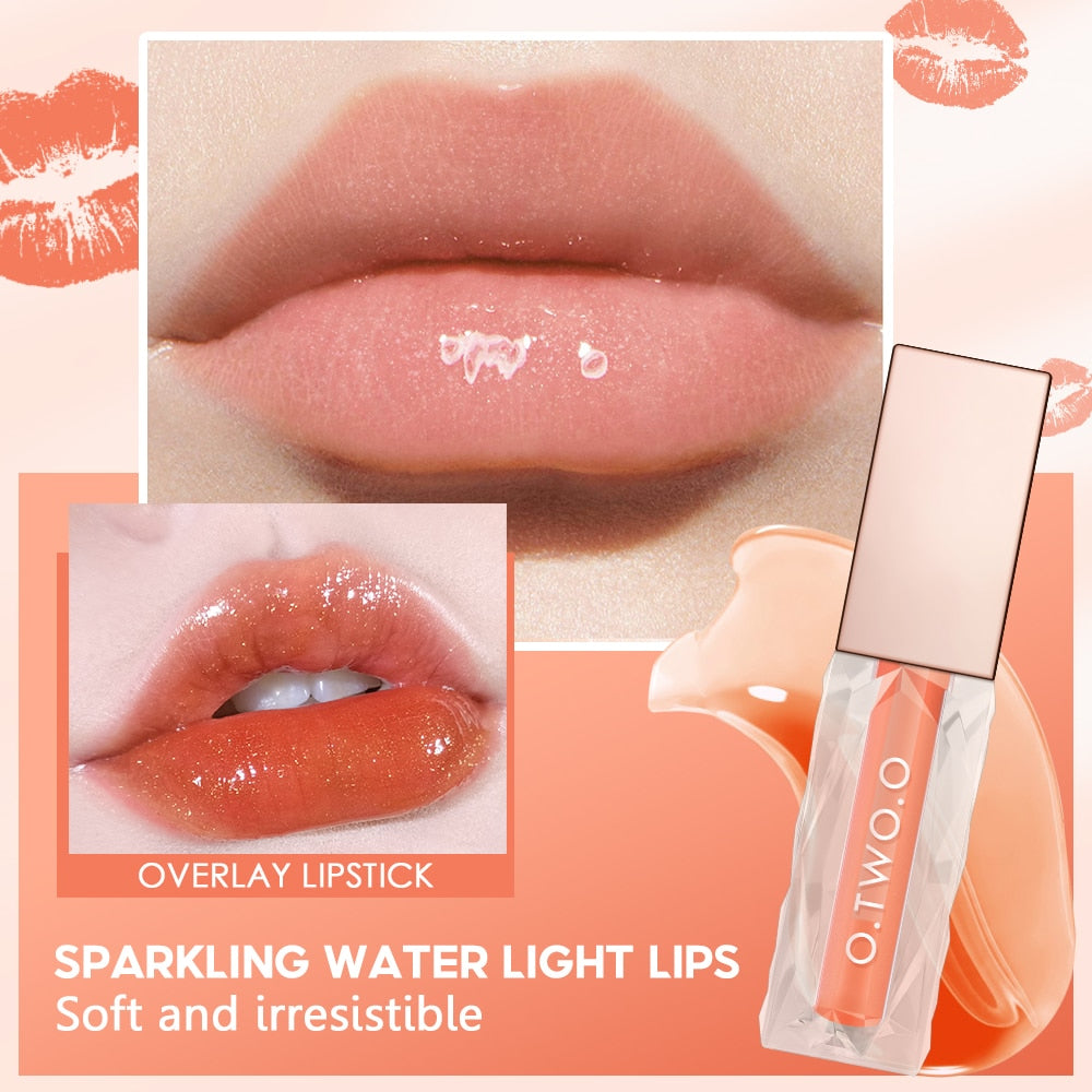 O.TWO.O Moisturizing Lip Tint Lip gloss Lip Oil 5 Crystal Colors Long-lasting Nutritious Makeup Sexy Plump Lip Glow Lip Plumper