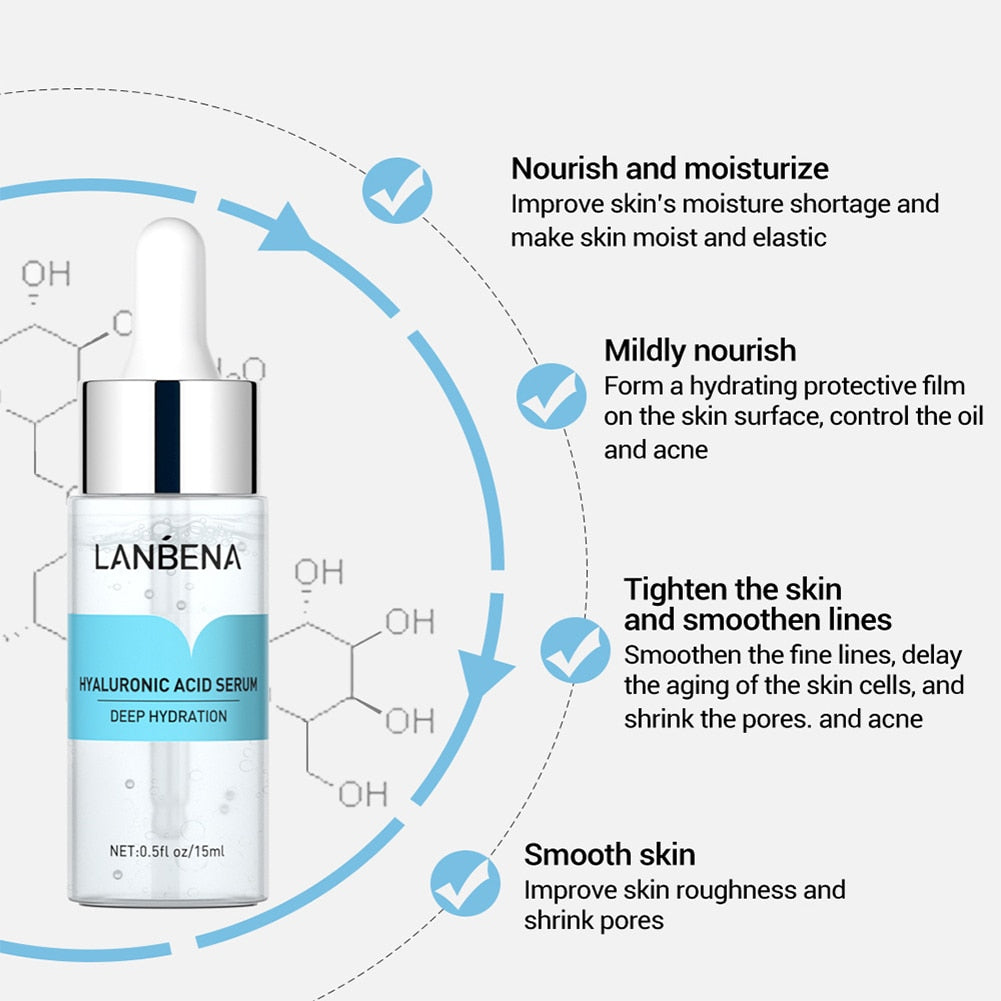 Vitamin C Hyaluronic Acid 24K Gold Six Peptides Acne Removal Serum Anti-Aging Moisturizing Shrink Pore Lift Firming Skin