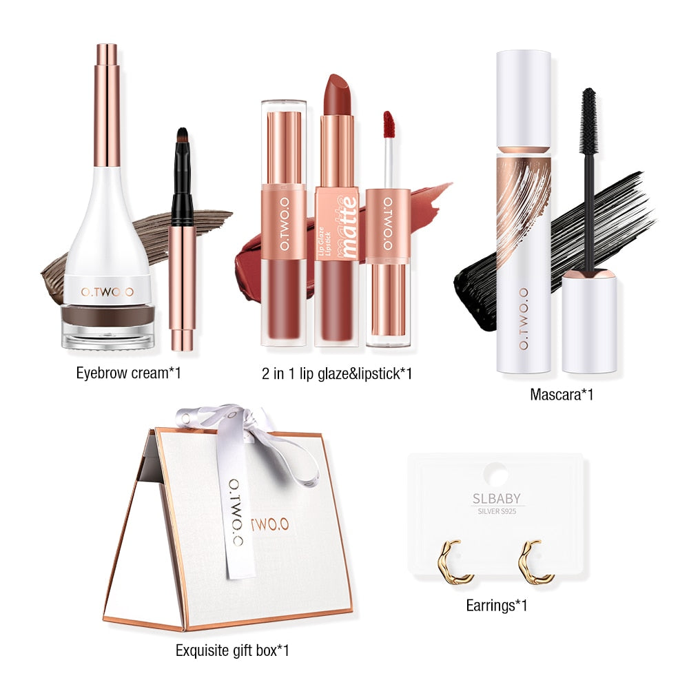 O.TWO.O Makeup Set 5pcs Eye Makeup Kit Eyebrow Pomade Lipstick Mascara Makeup Bag Waterproof Long Lasting Cosmetics for Women