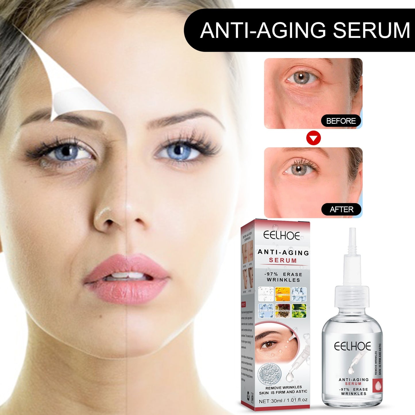 30ml Ceramides Anti-Wrinkle Essence Moisturizing Lightening Fine Lines Lifting and Firming Skin Care Facial Serum Korean Product