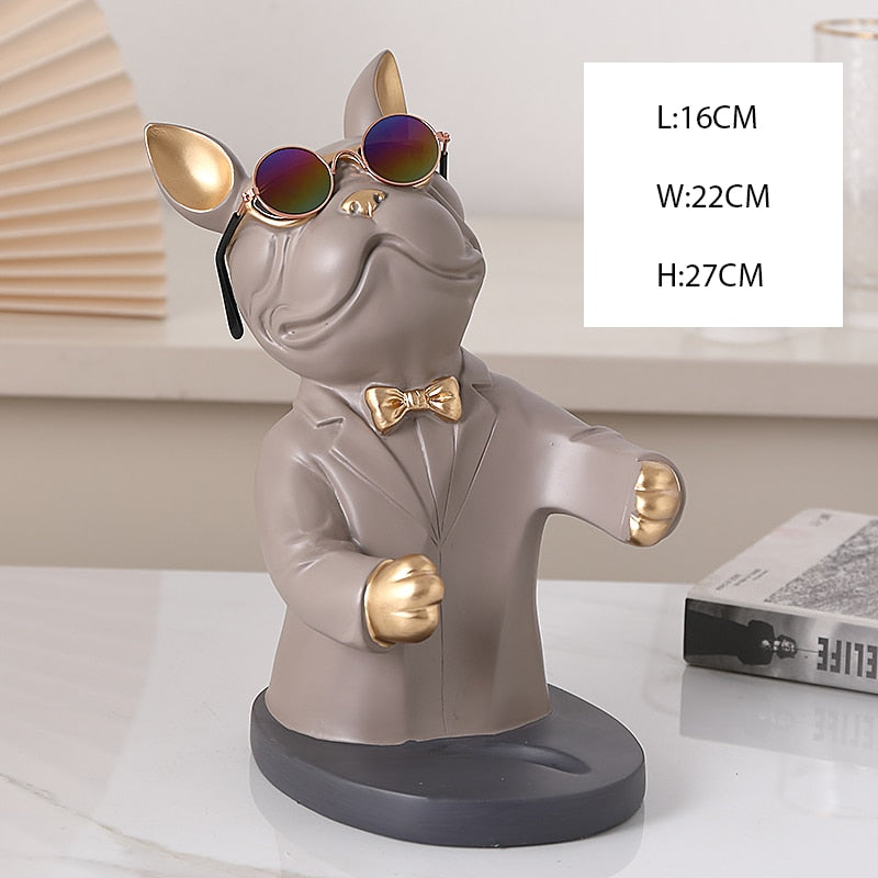 French Bulldog Wine Holder Nordic Live Room Sculpture office Dog Statue Table Decoration Dog Resin Statu Home Decor Ornament