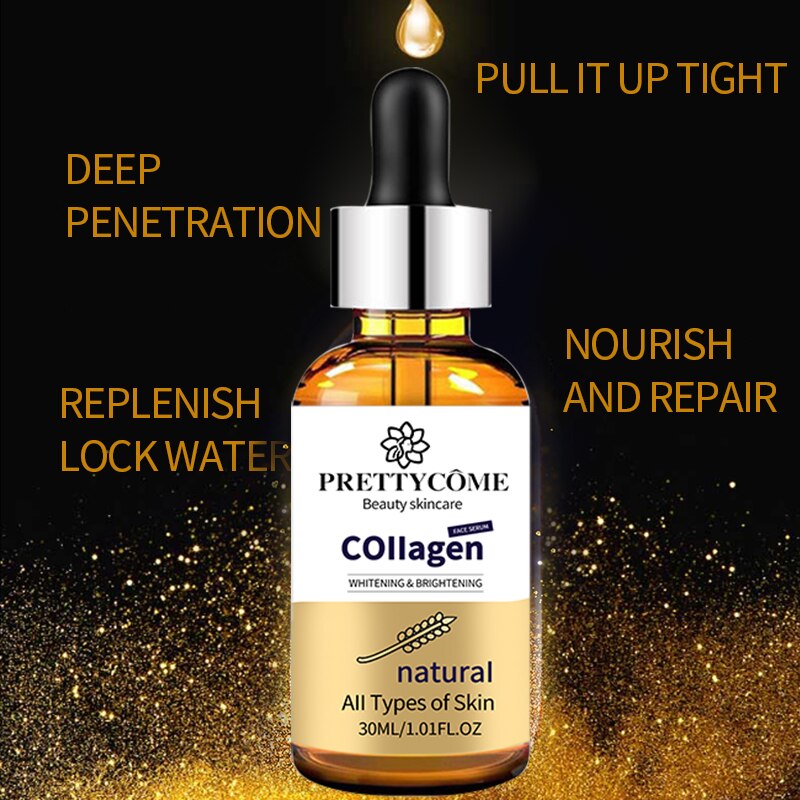 PRETTYCOME Collagen Face Serum Whitening Brighteing Anti-aging Wrinkle Face Essence Nourish Moisturizing Facial Care Essence