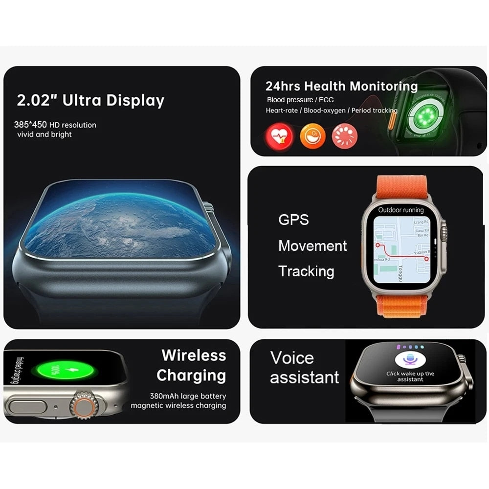 Newest Watch 8 Ultra Series8 Smart Watch Men GPS NFC Smartwatch Waterproof  Sport Mode Fitness Wireless Charging Watch for Apple