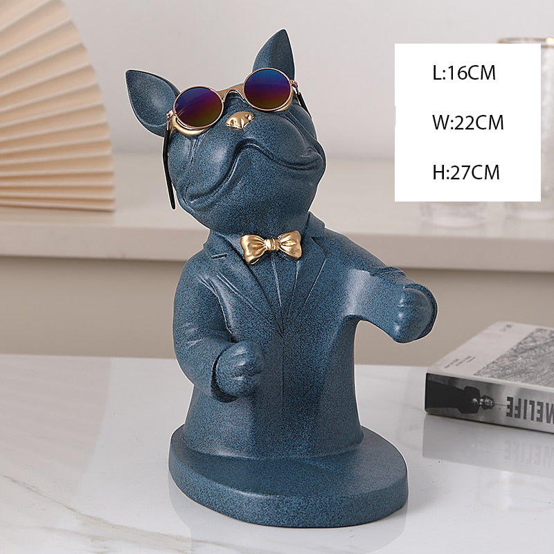 French Bulldog Wine Holder Nordic Live Room Sculpture office Dog Statue Table Decoration Dog Resin Statu Home Decor Ornament