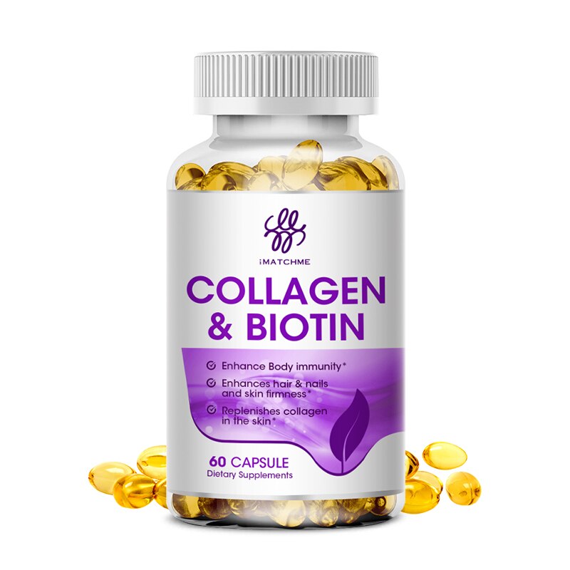 iMATCHME Biotin Vitamins with Collagen &amp; Keratin - Vitamin B1,B2,B3,B6,B7 Complex Healthy Nails &amp; Skin &amp; Hair Growth Supplement