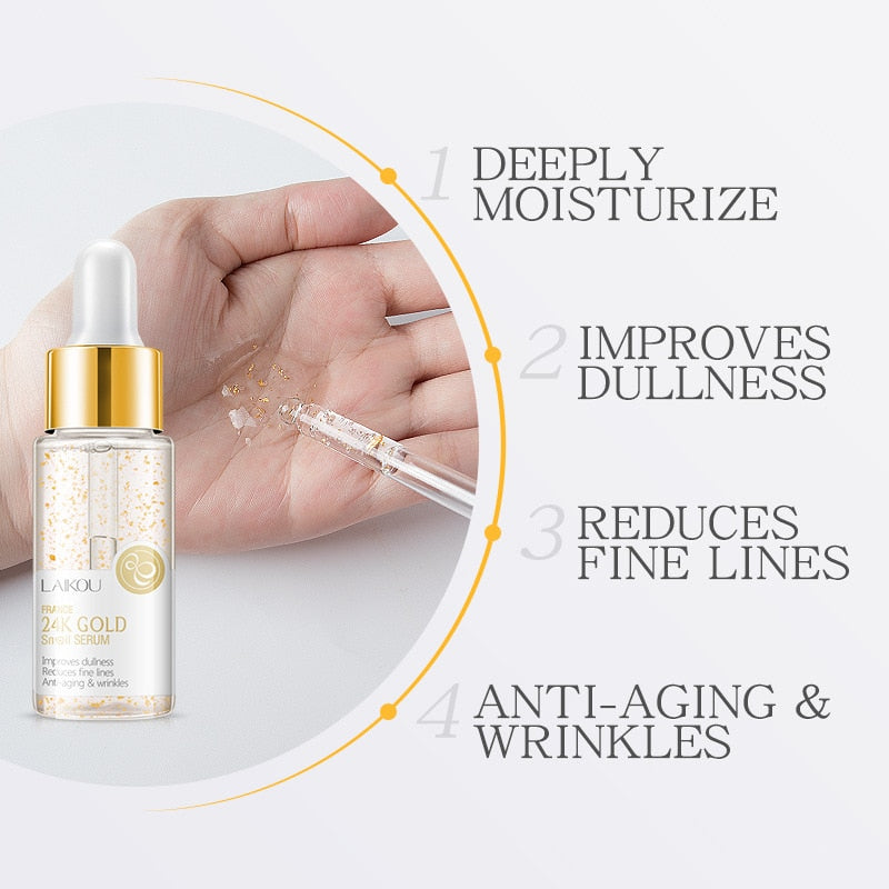24K Gold Snail Nourishing Face Serum Facial Cream Firming Skincare Set Eye Cream Beauty  Facial Essence Korean Skin Care Product