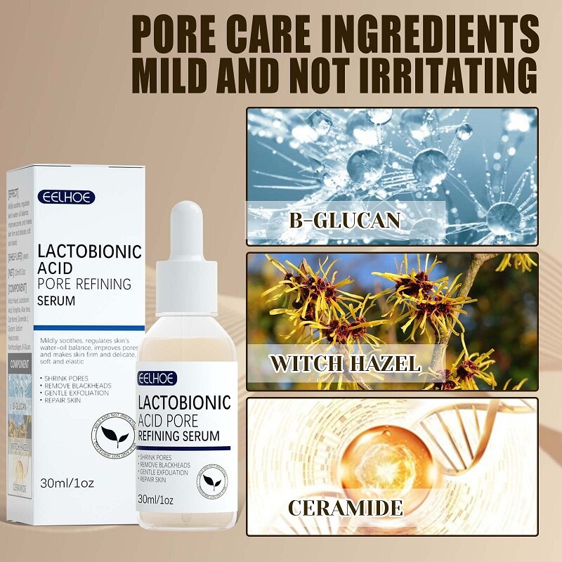 Lactobionic Acid Pore Shrink Face Serum Essence Firming Hyaluronic Acid Brighten Beauty Moisturizing Nourishing Korean Cosmetics