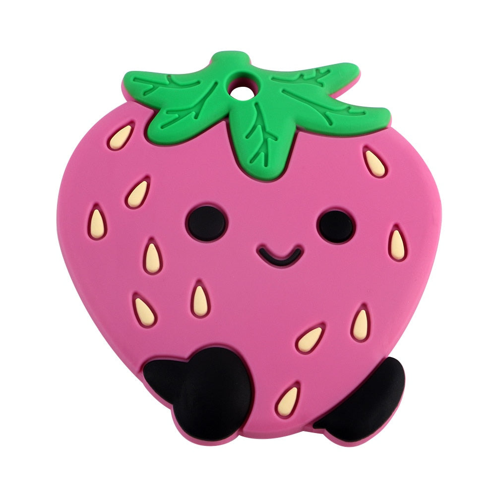 Kovict 1pc Silicone Teether Baby Cartoon Durian Watermelon Avocado Fruit Sushi Pendants DIY Baby Chewing Teether Pacifier Chain