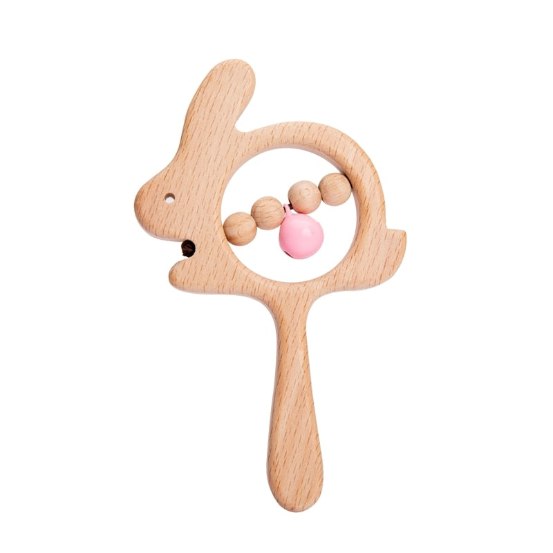 Wooden Rattle Baby Teether for Kids Teething Rings Animal Crochet Rattle Elephant Wooden Babies Gym Montessori Children's Toys