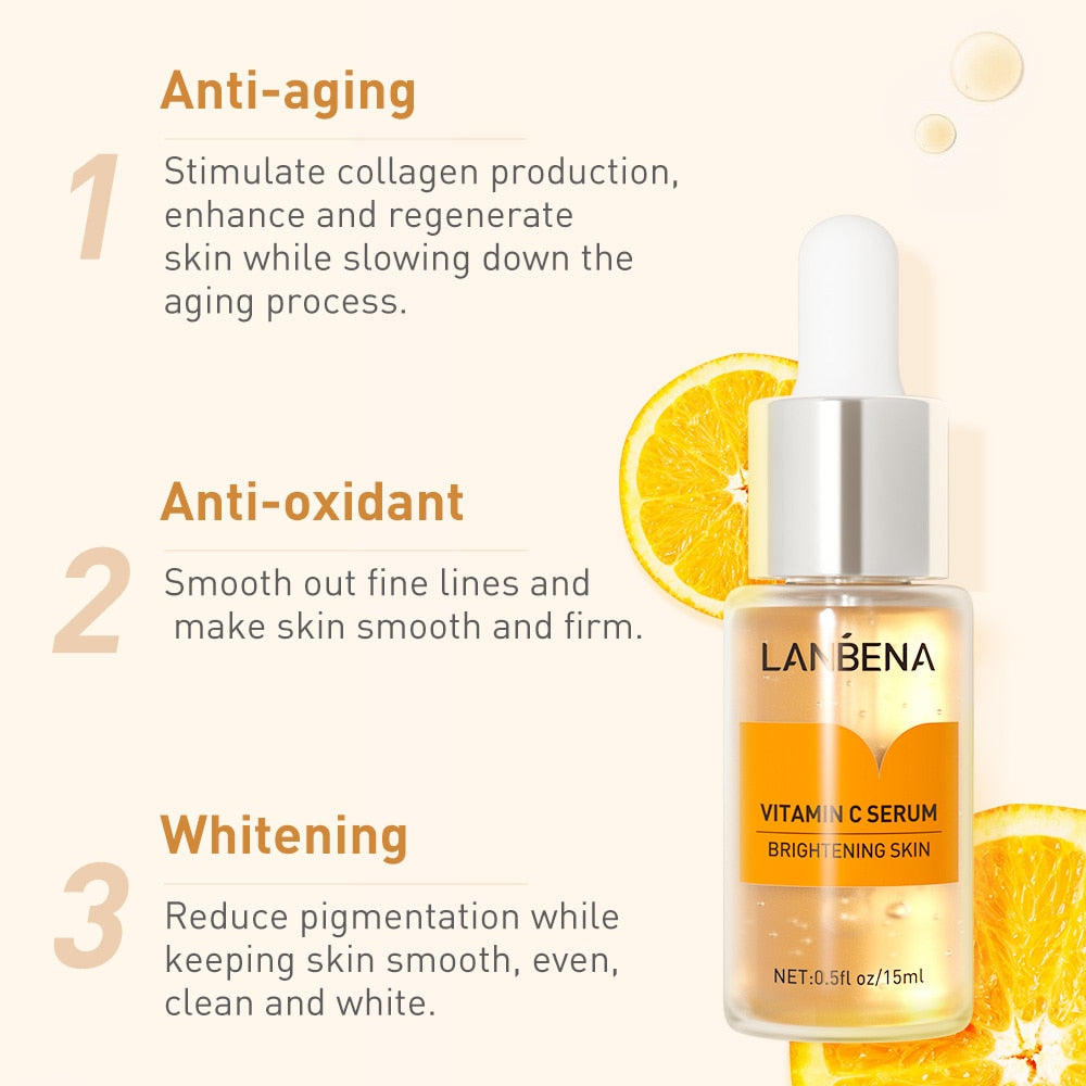 Vitamin C Hyaluronic Acid 24K Gold Six Peptides Acne Removal Serum Anti-Aging Moisturizing Shrink Pore Lift Firming Skin