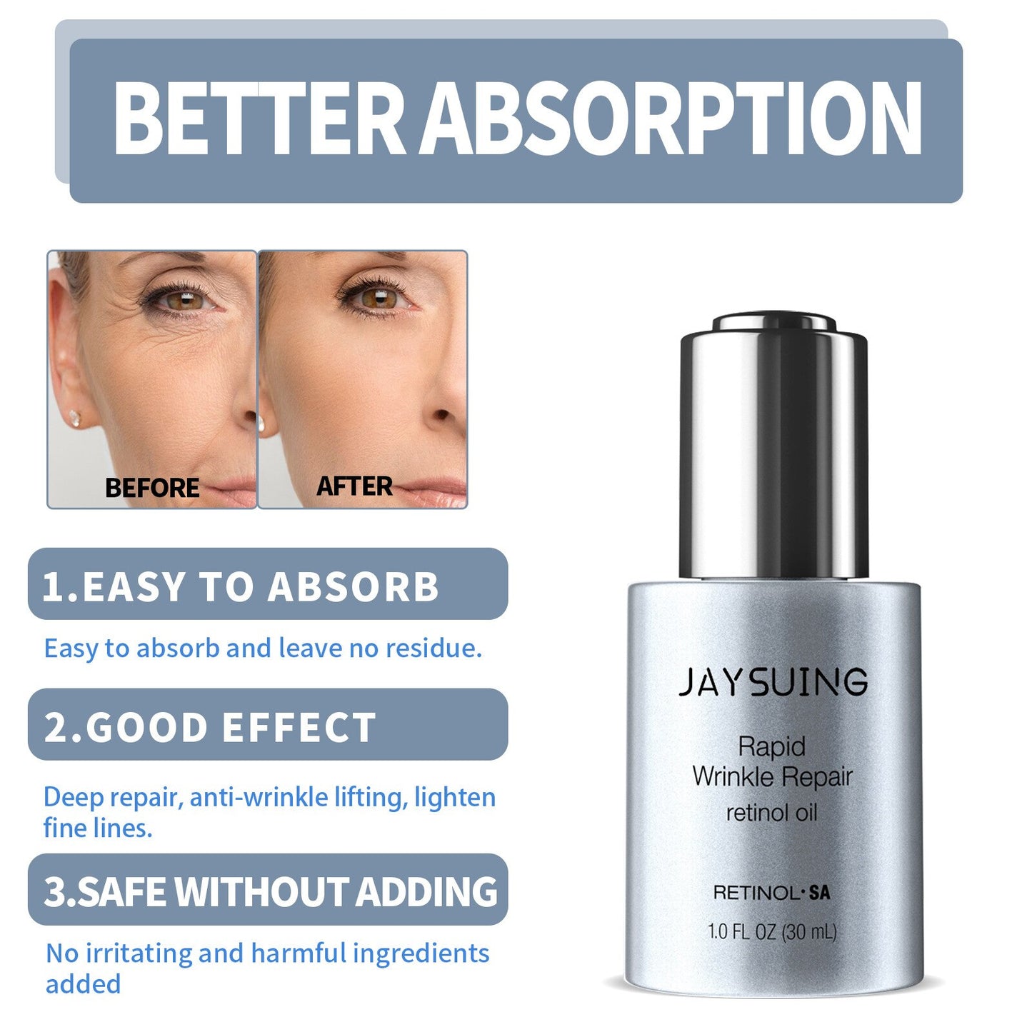 Retinol Anti Aging Removal Wrinkle Serum Firm Lift Fade Fine Lines Moisturizing Face Essence Skin Care Brighten Repair Cosmetic