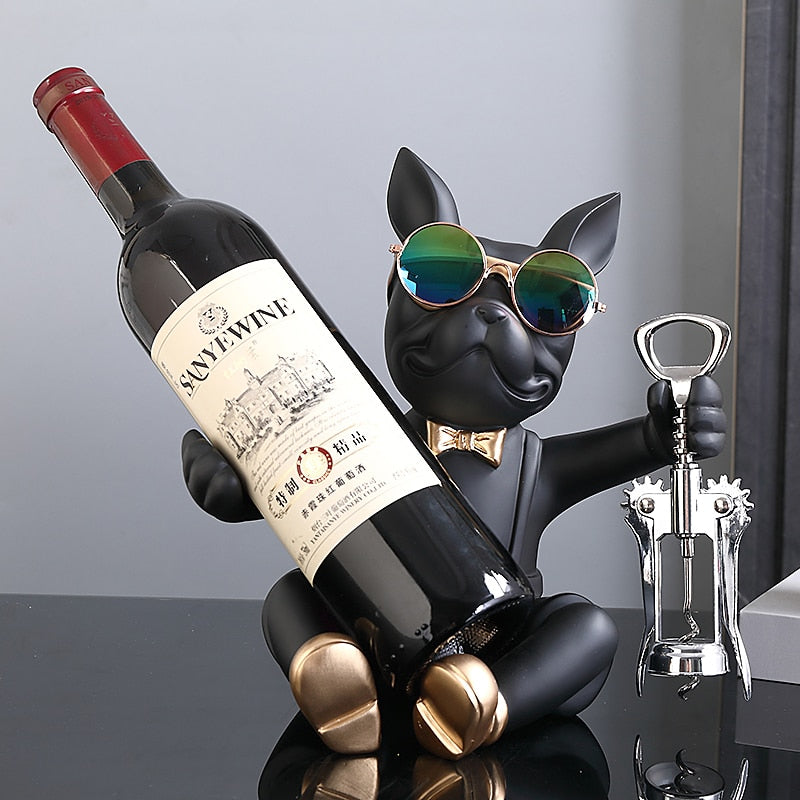 French Bulldog Wine Holder Nordic Live Room Sculpture office Dog Statue Table Decoration Dog Resin Statu Home Decor Ornament