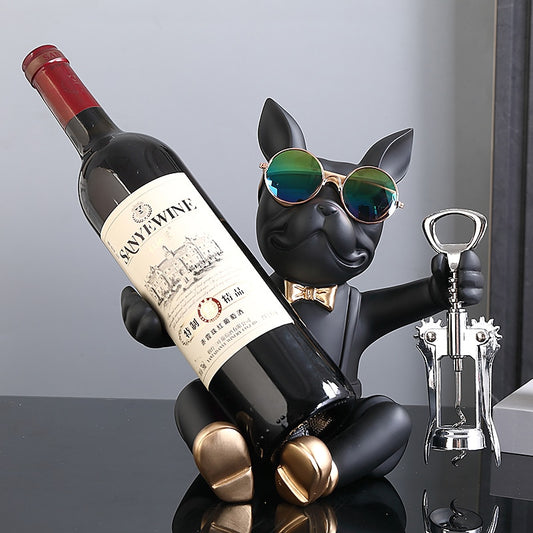 French Bulldog Wine Holder Nordic Live Room Sculpture office Dog Statue Table Decoration Dog Resin Statu Home Decor Ornament