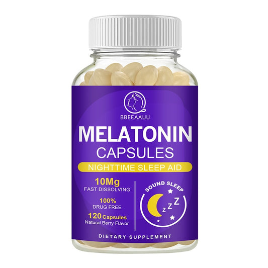 BBEEAAUU 10Mg Melatonin Capsules Vitamins B6 Relieve Insomnia Help Sleep Deep Sleeping for Middle-aged Elderly Adjust Sleep Time