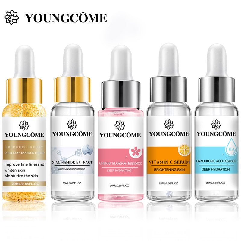 20ML Japan Sakura Essence Anti Aging Hyaluronic Acid Pure 24K Gold Whitening Vitamin C Anti Wrinkle Face Serum Care Skin