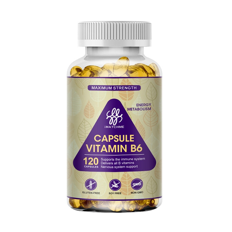 iMATCHME Vitamin B6 Capsules Boost Immune System Help Cardiovascular Health Brain Function Active Cells Protect Hair Health