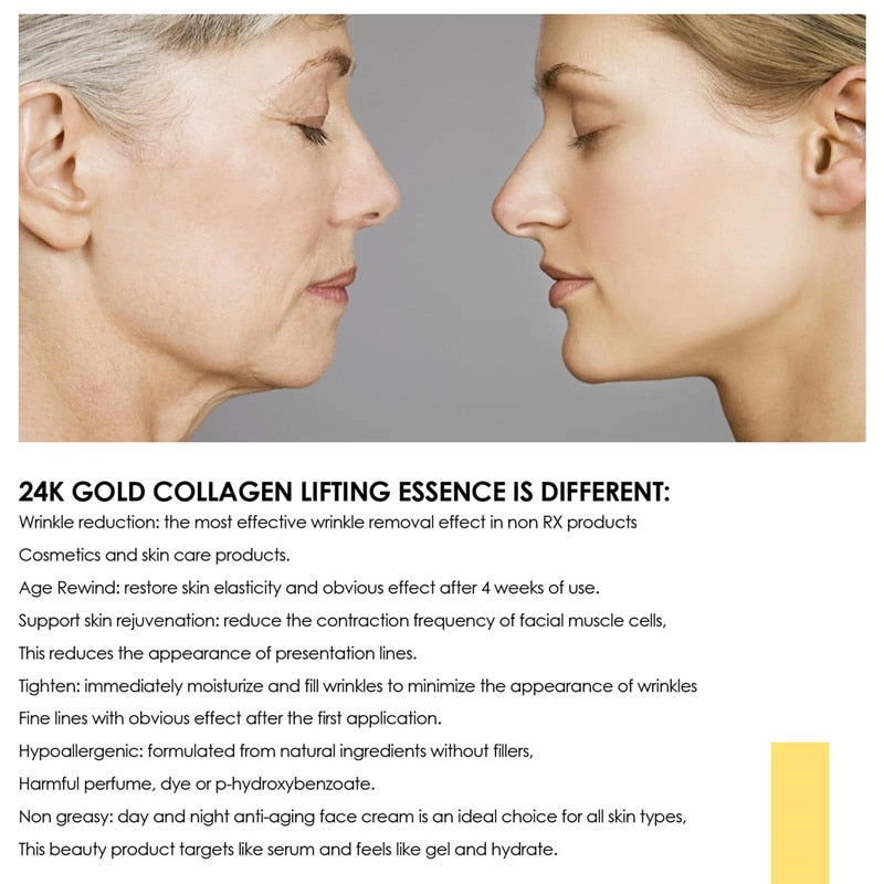 Collagen Removal Wrinkle Serum 24K Gold Anti Aging Lifting Firming Fade Fine Lines Face Essence Moisturizing Skin Care Products