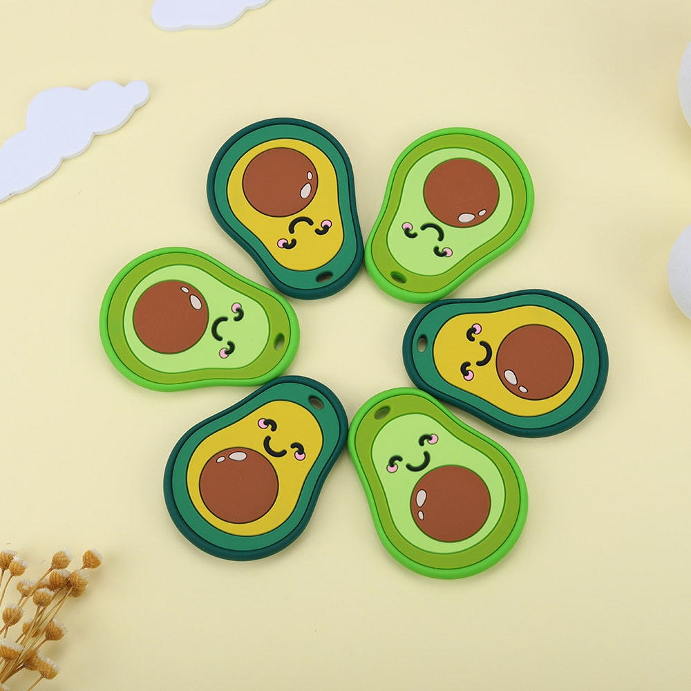 Kovict 1pc Silicone Teether Baby Cartoon Durian Watermelon Avocado Fruit Sushi Pendants DIY Baby Chewing Teether Pacifier Chain