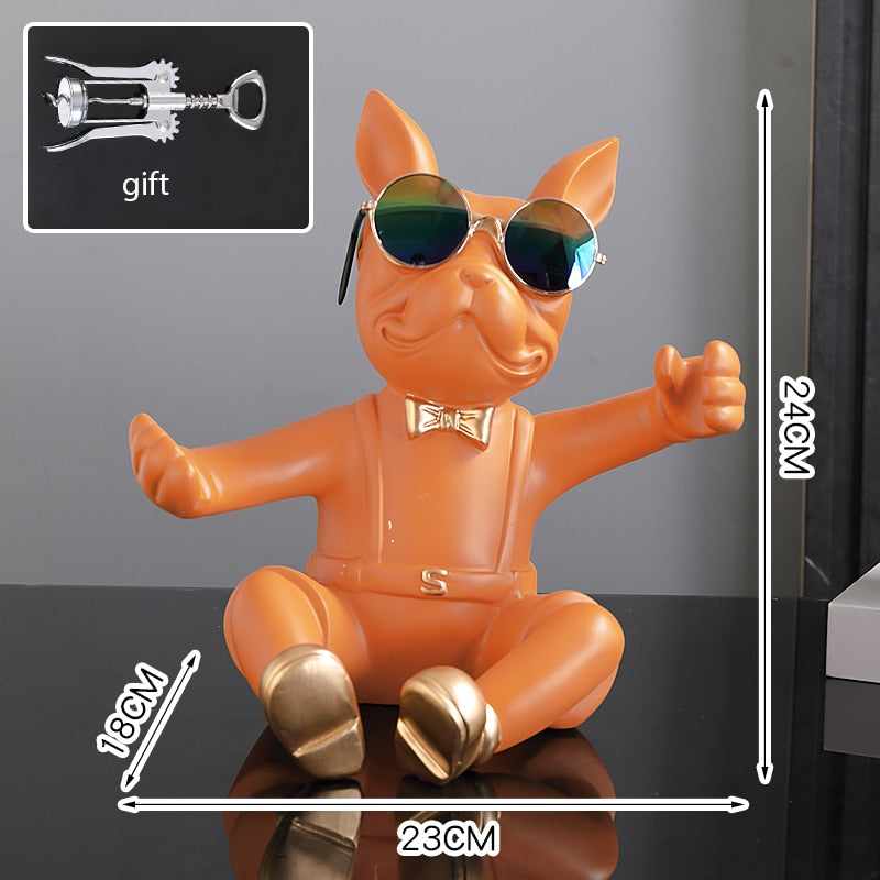French Bulldog Wine Holder Nordic Live Room Sculpture office Dog Statue Table Decoration Dog Resin Statu Home Decor Ornament