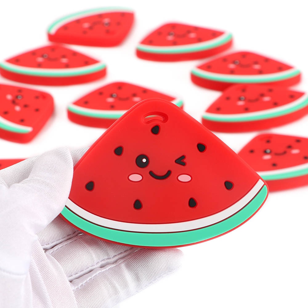 Kovict 1pc Silicone Teether Baby Cartoon Durian Watermelon Avocado Fruit Sushi Pendants DIY Baby Chewing Teether Pacifier Chain