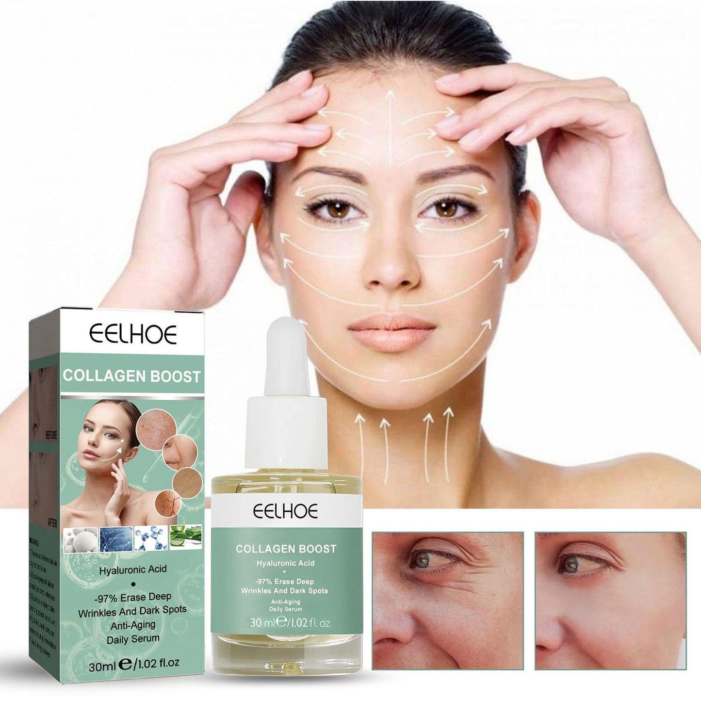 30ml Collagen Boost Face Serum Essence Anti Wrinkle Anti Aging Whitening Moisturizing Face Skin Care Wrinkle Remove Facial Serum