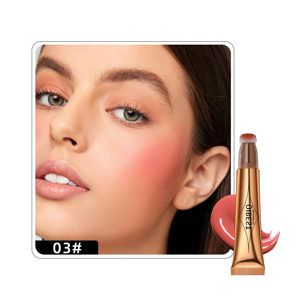 QIBEST Face Liquid Blusher Natural Cream Cheek Eye Tint Peach Blush Makeup Multi-use Stick Contour Blush Brighten Cheek Cosmetic