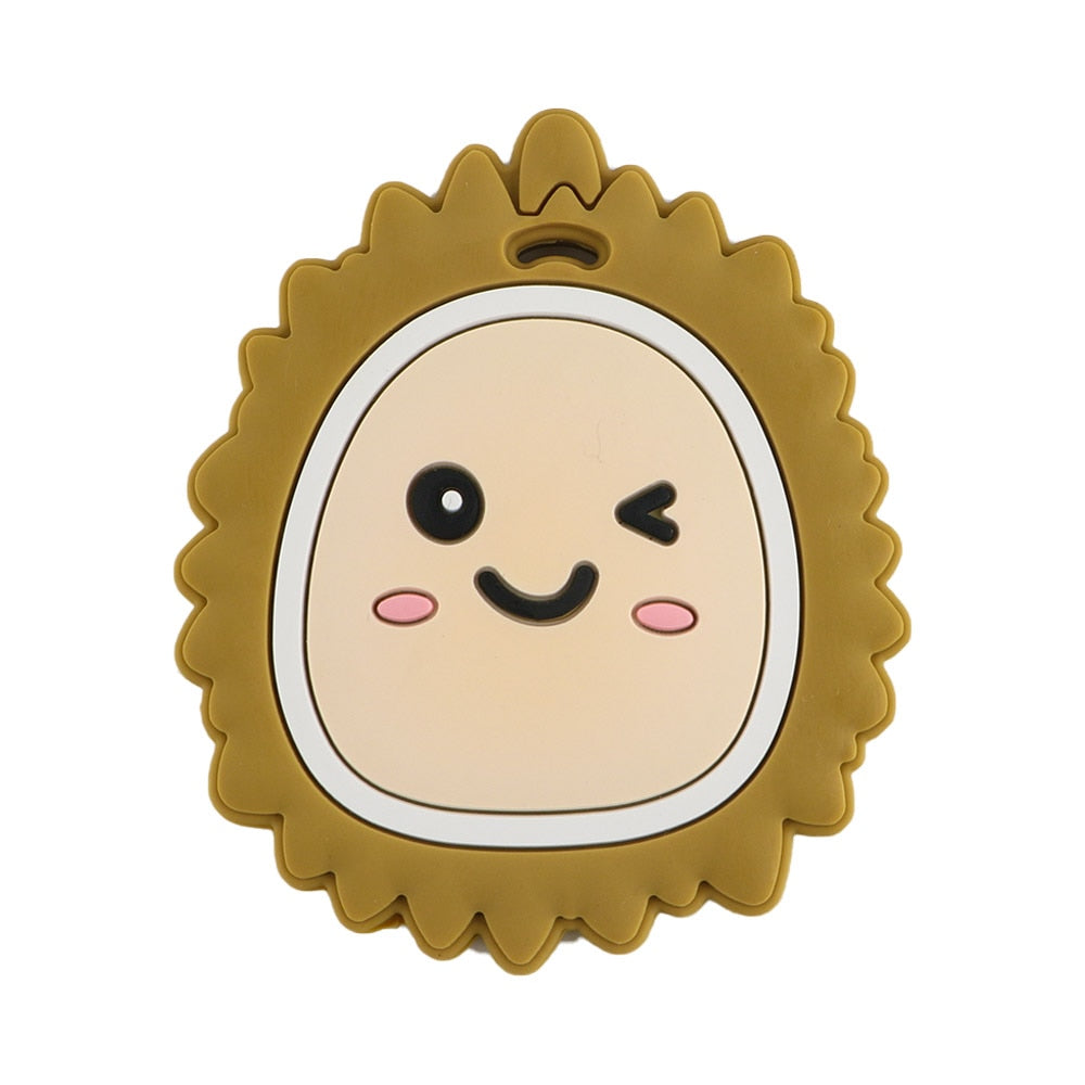 Kovict 1pc Silicone Teether Baby Cartoon Durian Watermelon Avocado Fruit Sushi Pendants DIY Baby Chewing Teether Pacifier Chain