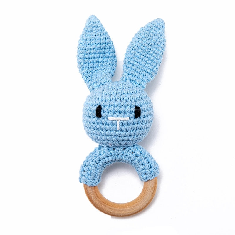 Wooden Rattle Baby Teether for Kids Teething Rings Animal Crochet Rattle Elephant Wooden Babies Gym Montessori Children's Toys